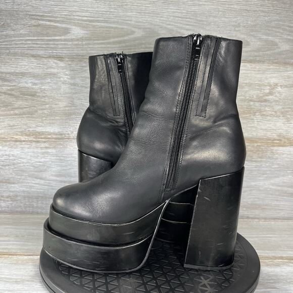 Steve Madden Women’s Cobra Y2K Platform Heeled Black Leather Boots Size 8 - Picture 8 of 10